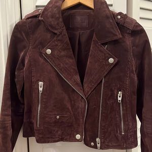 Burgundy Suede Moto Jacket